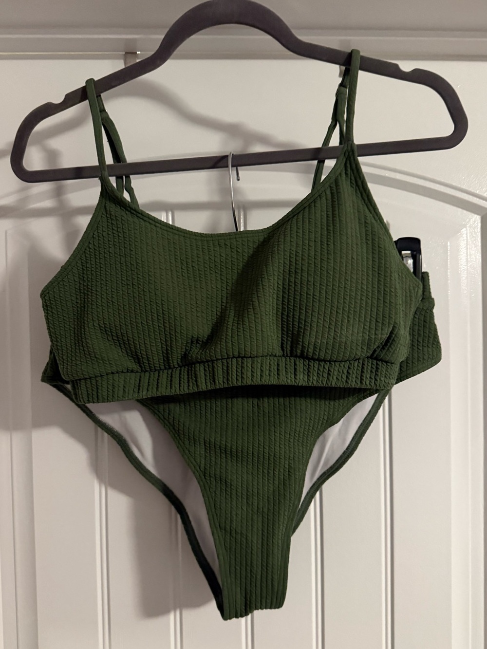 Olive Green Ribbed Women's Bikini Set